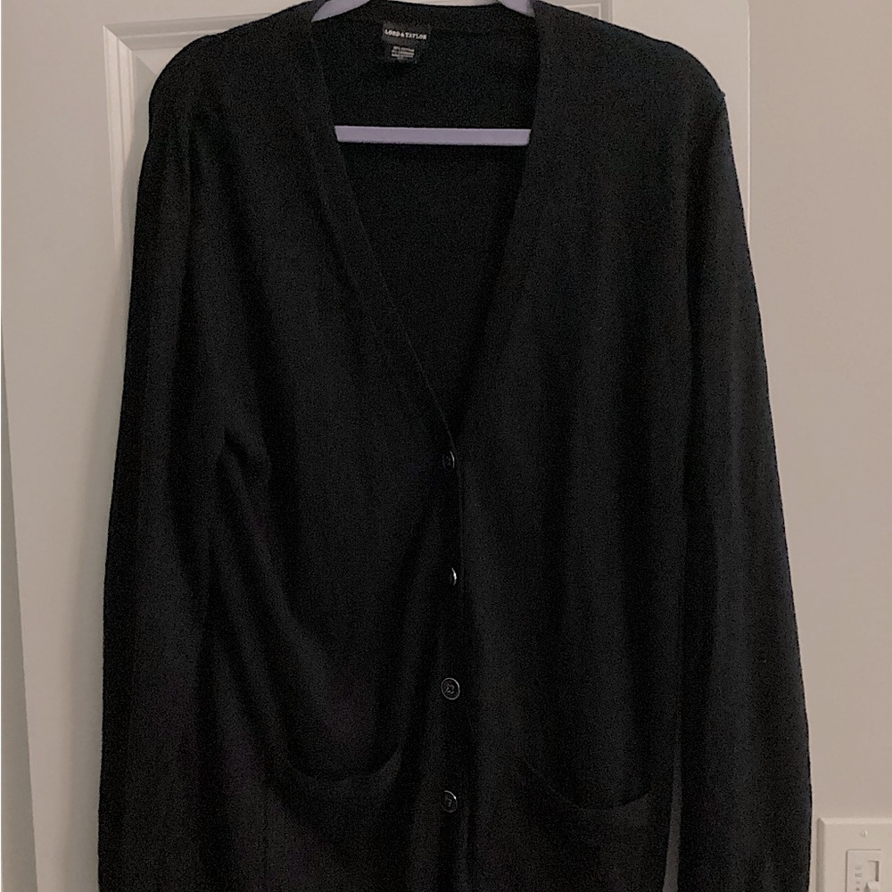 Button down sweater.  95%cotton 5% cashmere.